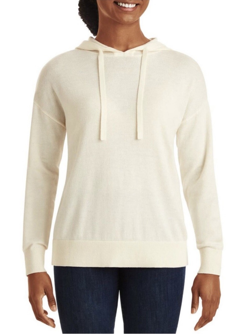 LUXURY Premier Collection Cashmere Blend Hoodie Ivory Women’s Small 9643